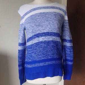 Liz Claiborne White and Blue Faded Stripe Sweater